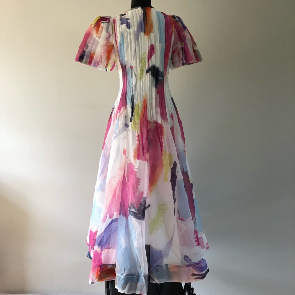 Women’s Aje Abstract Sunset Nova Pleated Midi Dress size 2  Spring 2024 - Picture 7 of 16